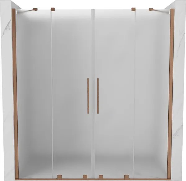 Mexen Velar Duo drzwi prysznicowe rozsuwane 200 cm, szron, miedź szczotkowana - 871-200-000-32-65