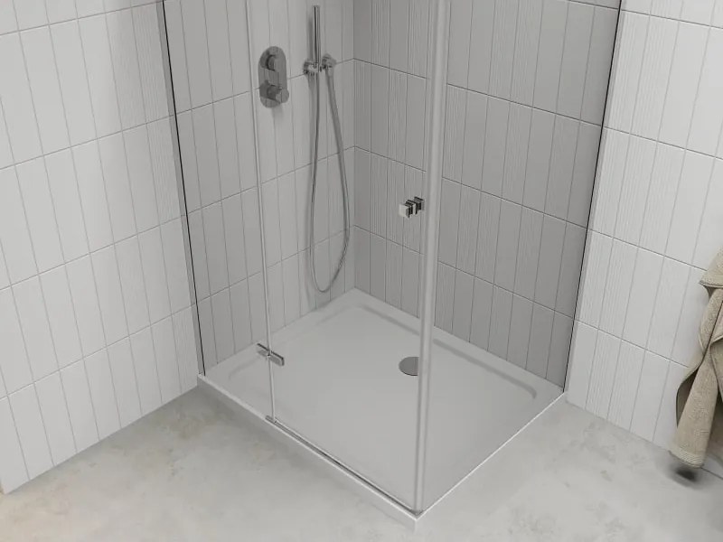 Mexen Roma kabina prysznicowa uchylna 100 x 80 cm, transparent, chrom + brodzik Flat - 854-100-080-01-00-4010