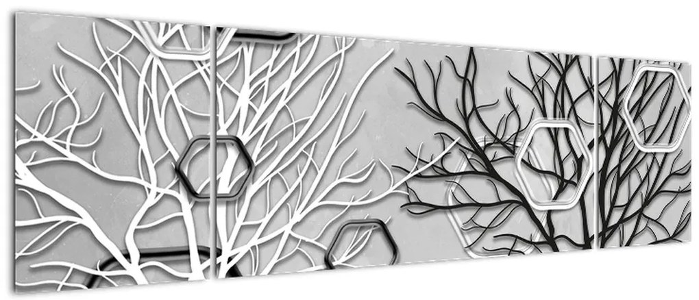 Abstrakcyjny obraz z drzewami (170x50 cm)