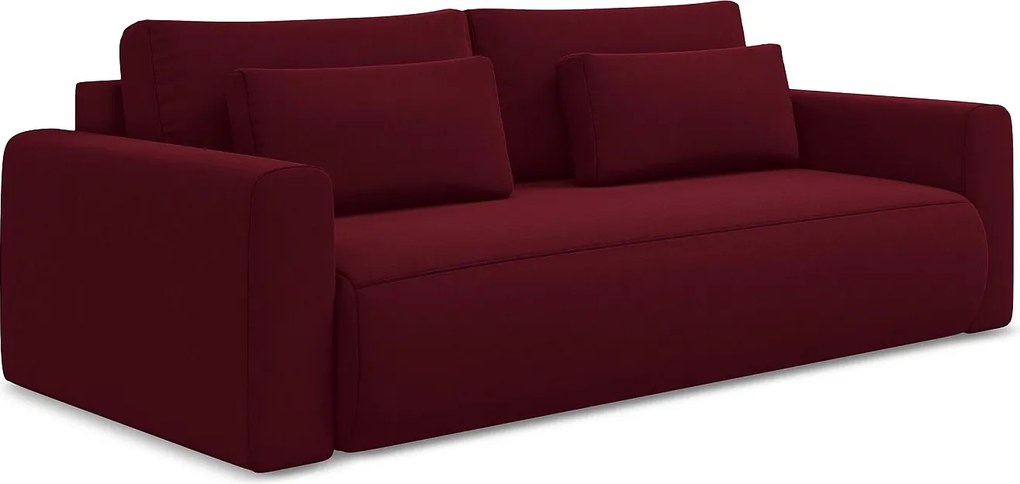 Kanapa 3-osobowa z funkcją spania - z tkaniny welwetowej - burgundowy - KAPUA