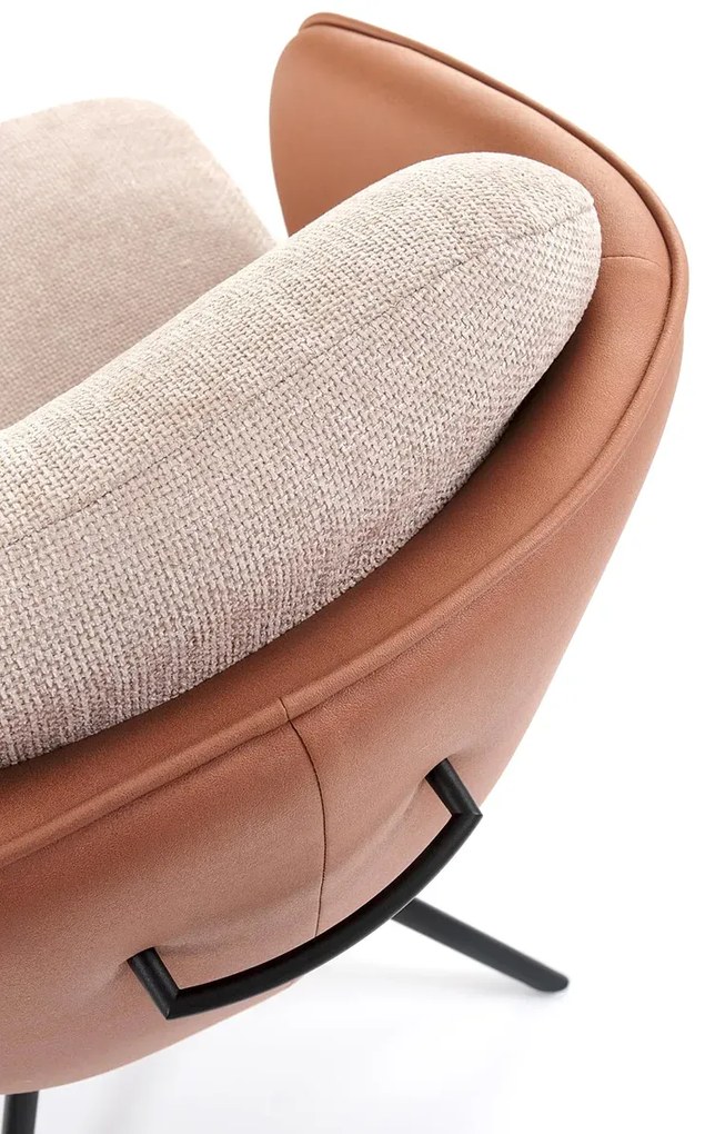 Skandynawski obrotowy fotel brązowo-beżowy R2-P37