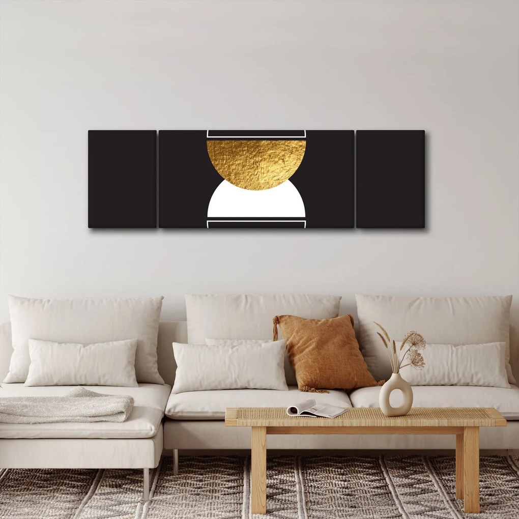 Obraz - Abstrakcja złoto i czerń N⁰2 (170x50 cm)