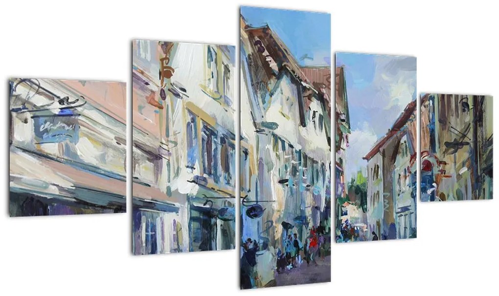 Obraz - Aleja starego miasta, malarstwo akrylowe (125x70 cm)