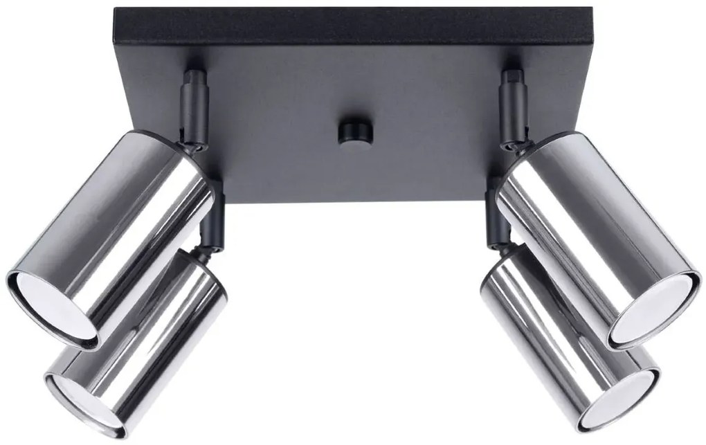 Czteropunktowa lampa sufitowa kwadratowa czarny + chrom - A573 D8-G04