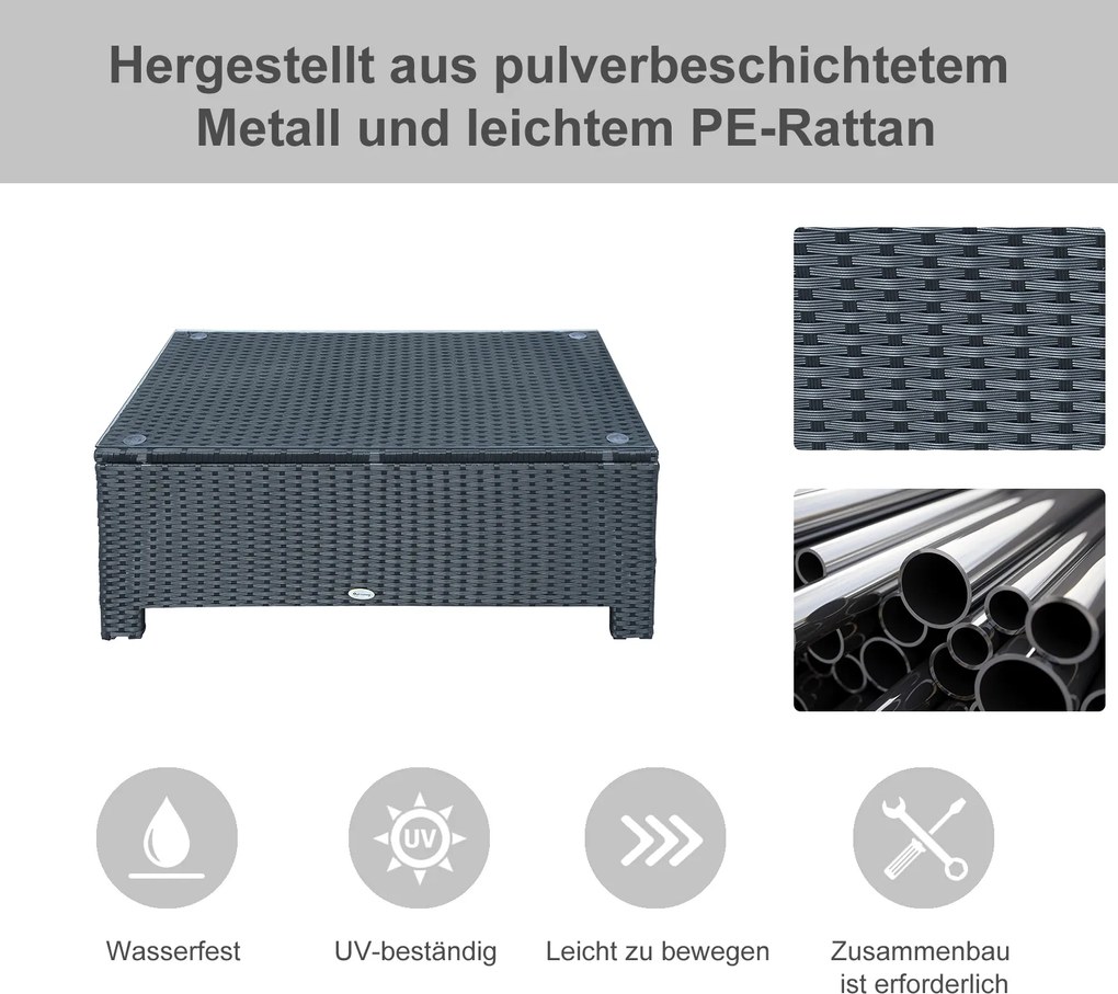 Outsunny Stolik Boczny Ogrodowy z Technorattanu Czarny Praktyczny Design 85x50x39cm | Aosom PL