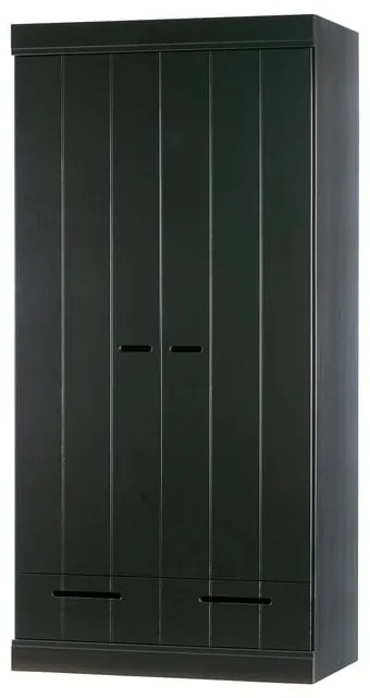 Czarna szafa z konstrukcją z drewna sosnowego WOOOD Connect, szer. 94 cm