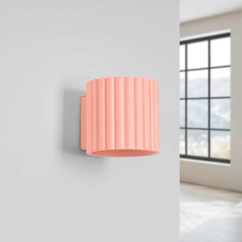 Kinkiet AURA brzoskwiniowy G9 ryflowany SOLLUX  LIGHTING