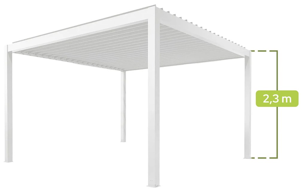 PERGOLA OGRODOWA ELEKTRYCZNA LUXE 3X3M ALUMINIOWA Z OŚWIETLENIEM LED BIAŁA
