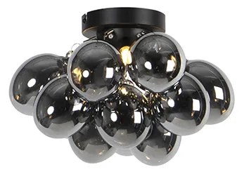 Designerska lampa sufitowa czarna z przydymionym szkłem 3-światła - UvasDesignerski Oswietlenie wewnetrzne