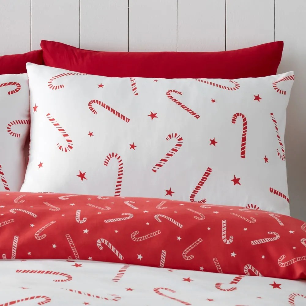 Czerwona/biała pościel dwuosobowa/przedłużona 230x220 cm Candy Cane – Catherine Lansfield