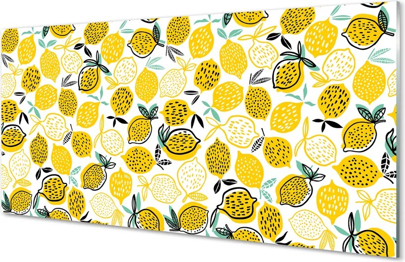 Szkło do Kuchni na Ścianę Świeże Żółte Cytryny