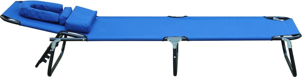 Outsunny leżak, leżak ogrodowy, leżak relaksacyjny, leżak trójnożny z okienkiem do czytania, otwór na twarz, niebieski