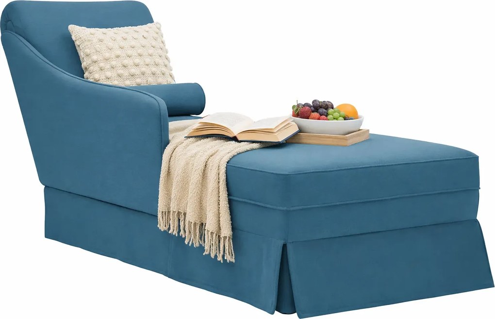 Niebieski aksamitny szezlong C1-B73