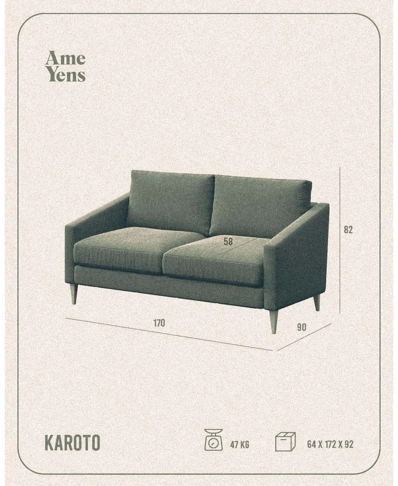 Beżowa aksamitna sofa 170 cm Karoto – Ame Yens