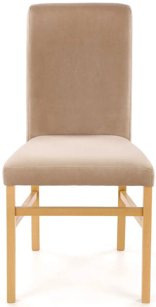 Beżowe drewniane krzesło tapicerowane F4-F51
