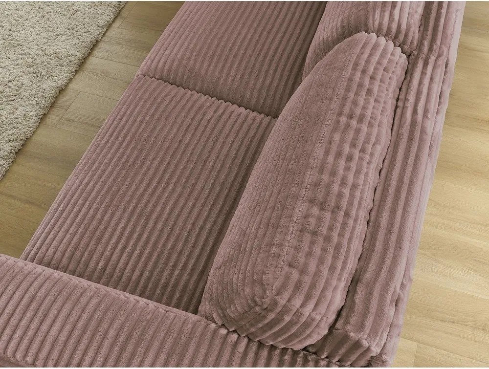 Różowa sztruksowa rozkładana sofa do spania 220 cm Hugo – Bobochic Paris