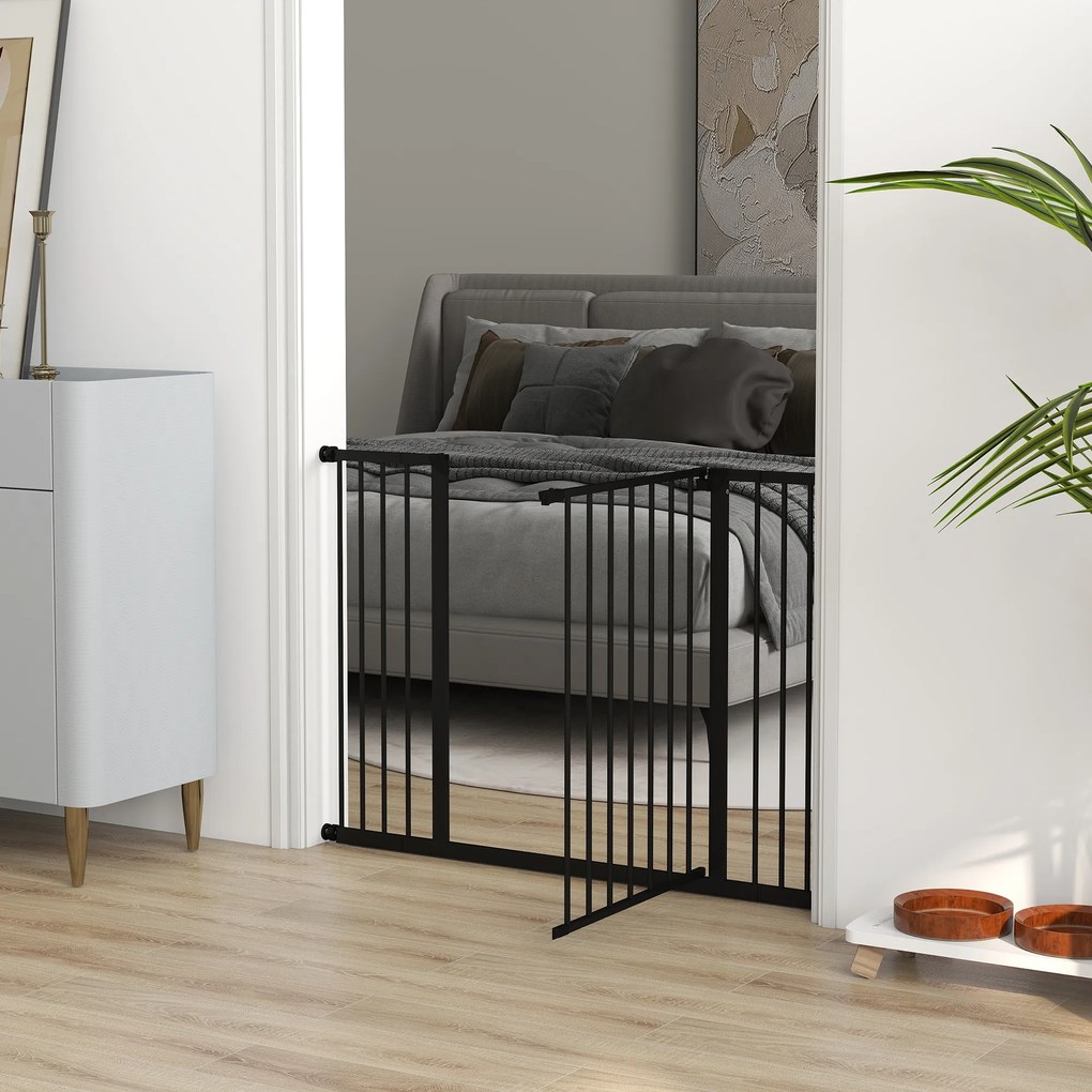 PawHut Regulowane zabezpieczenie dla psów, montaż zaciskowy, stal, 76-107 x 76 cm, czarne