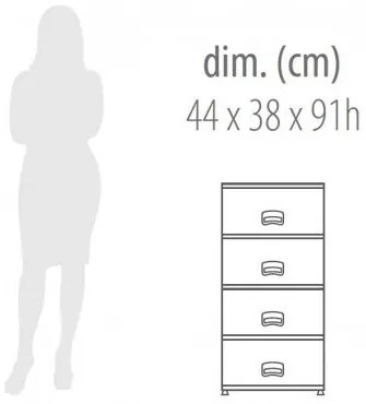 Aldotrade Komoda z 4 szufladami RETRO NEW, szara
