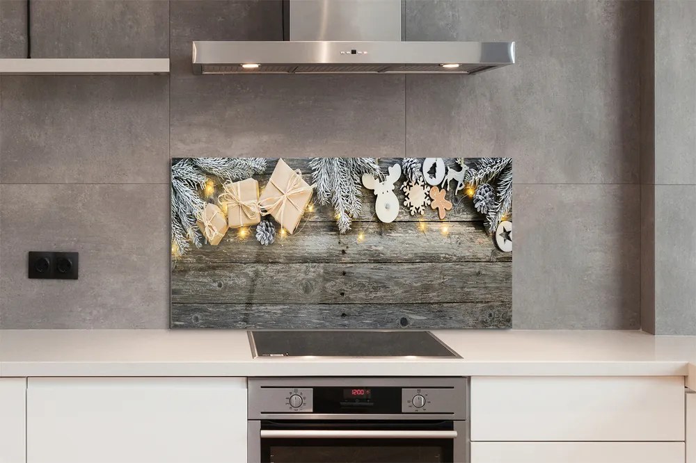 Panel szklany do Kuchni Gałązki Jodły i Prezenty