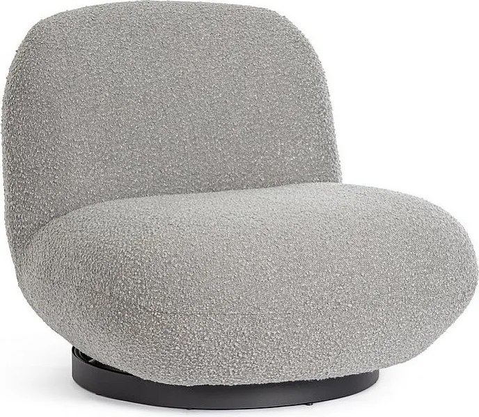 Fotel obrotowy w szarej tkaninie z efektem bouclé - MARGOT