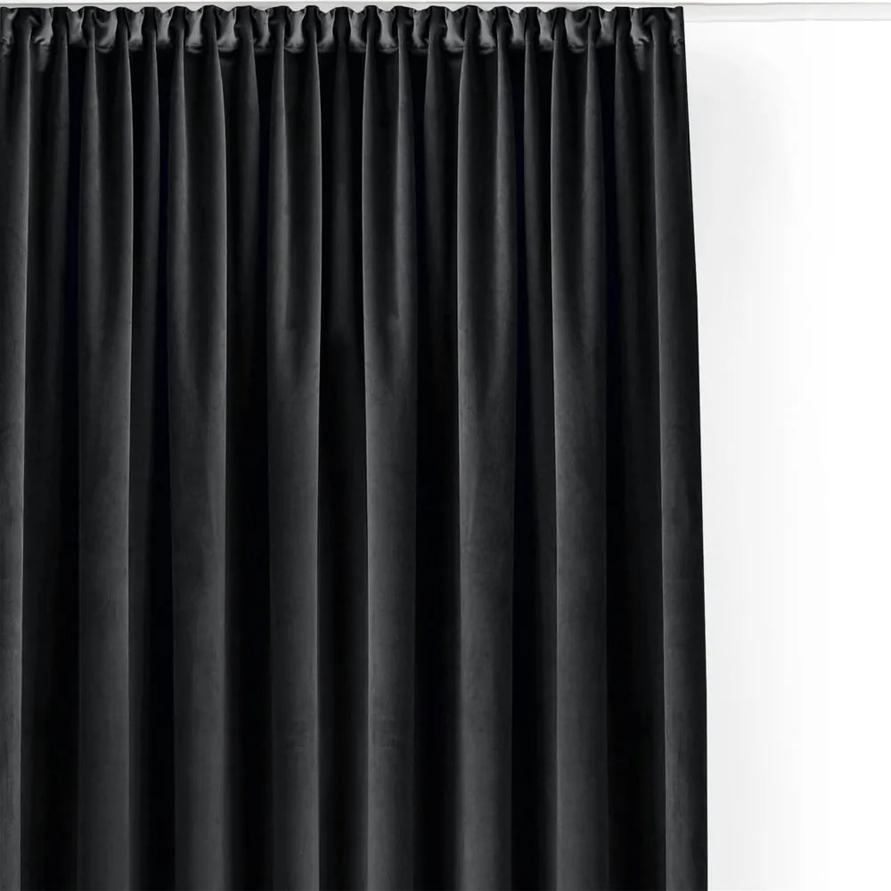 Czarna aksamitna zasłona częściowo zaciemniająca (dimout) 265x250 cm Velto – Filumi