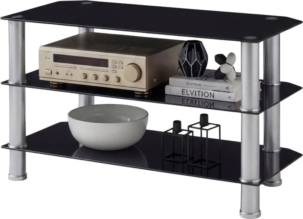 Szklany Stolik Czarny Pod Telewizor B7-H93