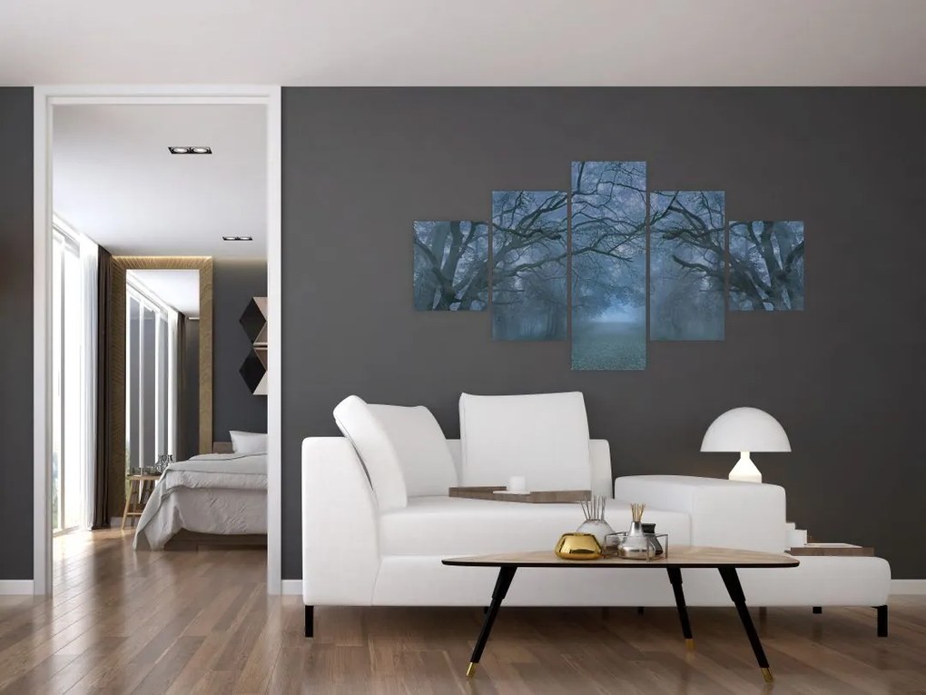 Obraz lasu we mgle (125x70 cm)
