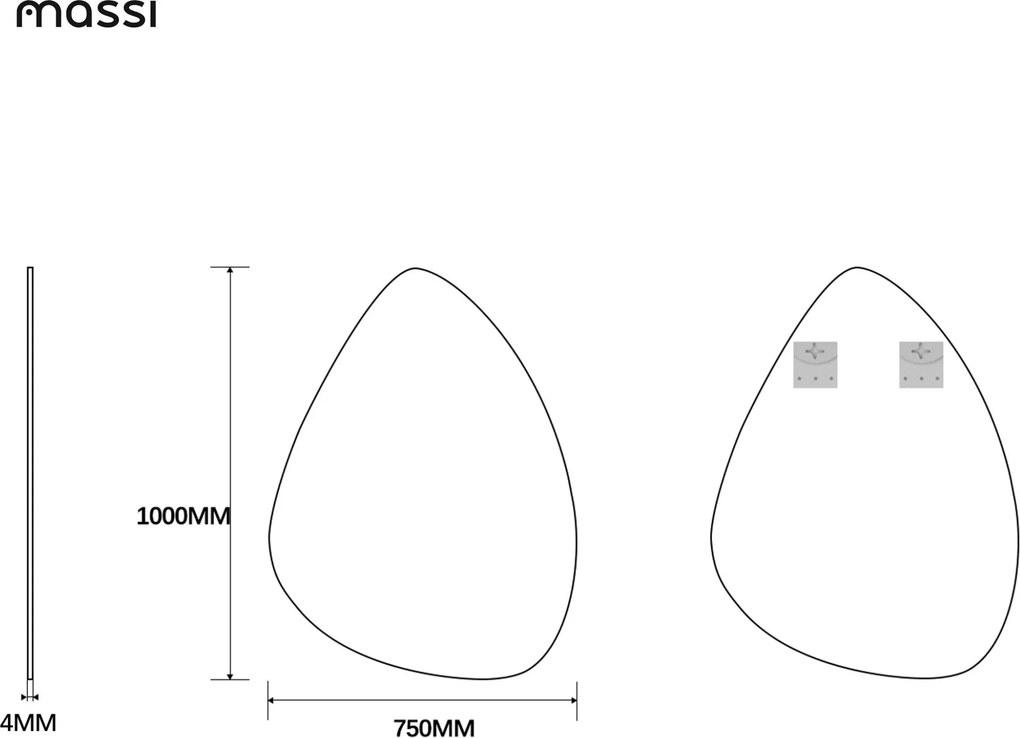 Lustro o nieregularnym kształcie oszlifowane bez podświetlenia DROP | Różny rozmiar | Różne kolory szkła : Kolor tafli szkła - Brąz, Rozmiar - 100 x 75 cm