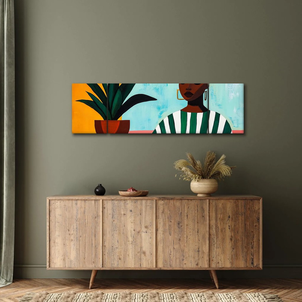 Obraz - Kobieta z kwiatem (170x50 cm)