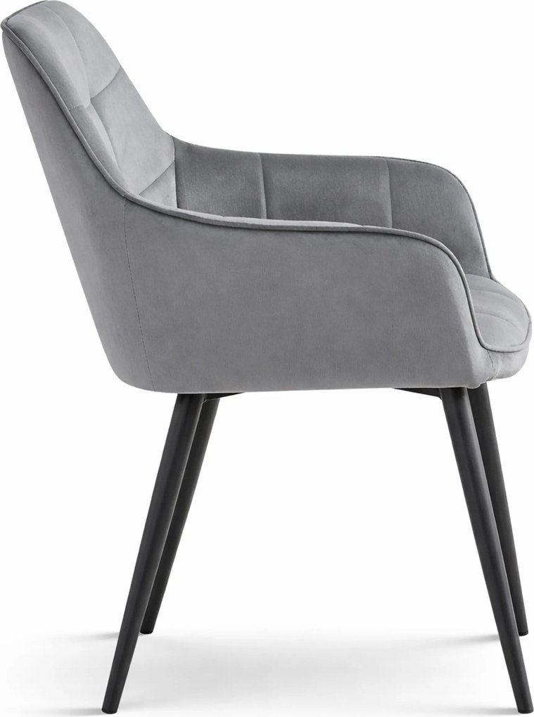 Krzesło jadalniane VARSI VELVET z czarnymi nogami, szare