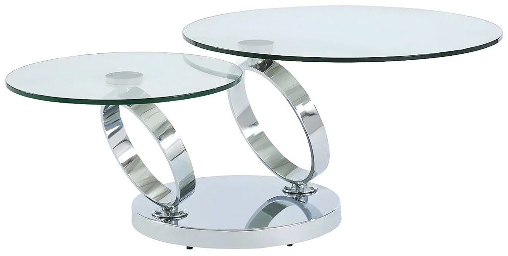 Stolik kawowy z obrotowym blatem JOLINE – Szkło hartowane i metal