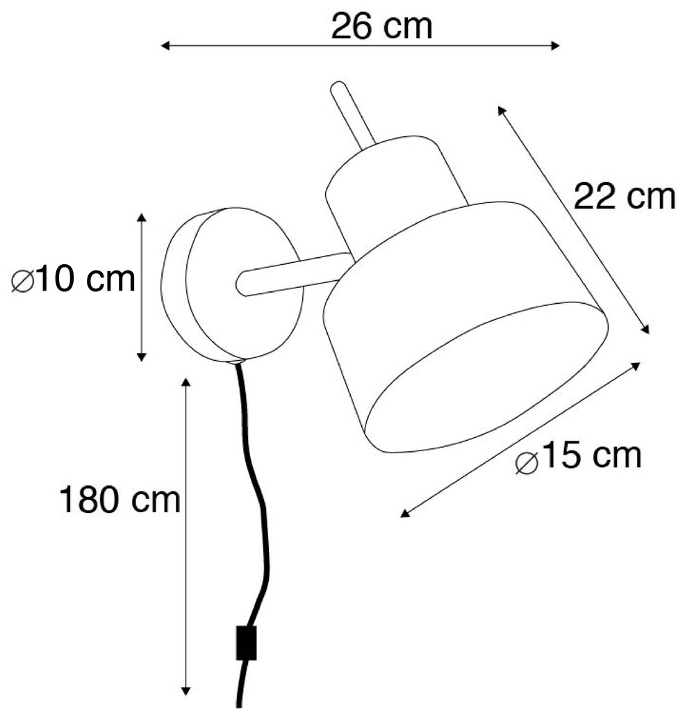 Retro Lampa ścienna czarna - Chappie Retro Oswietlenie wewnetrzne