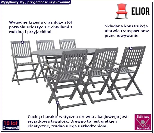 7-częściowy zestaw z owalnym stołem - Solvith