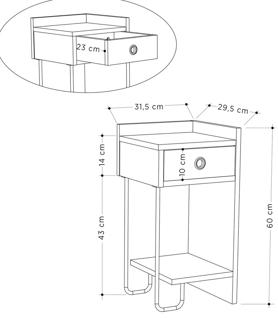 Stolik nocny Sirius Right Oak