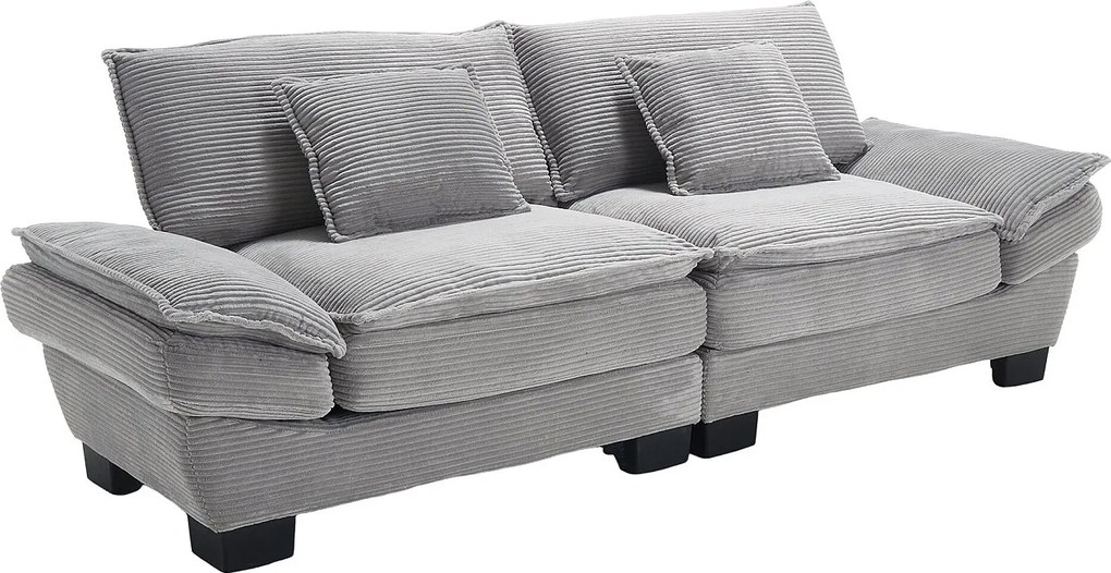 Sofa 2-osobowa - Sofa prosta z poduszkami - jasnoszara - do salonu i sypialni