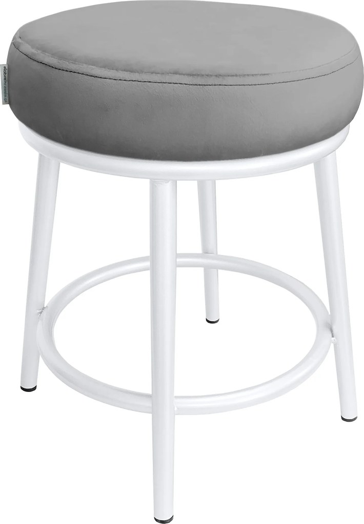 Taboret Ben tkanina Welur stelaż metalowy STOŁEK LOFT : Kolor Stelaża - Biały, Kolor tkaniny - VELVET - MG17, Typ tkaniny - Velvet