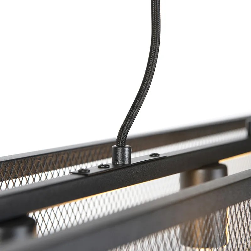 Industrialna lampa wisząca czarna z efektem plecionki 4-światła - Cage