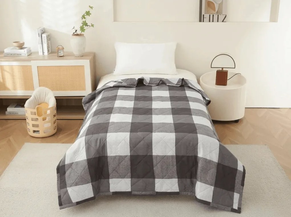 Letnia kołdra CUBE 140x200 cm, szaro-biała