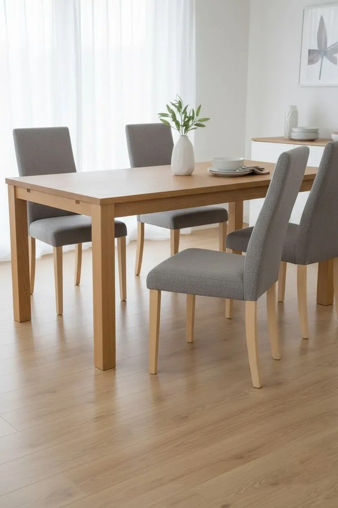 Krzesło tapicerowane nowoczesne beż + dąb sonoma E4-T68