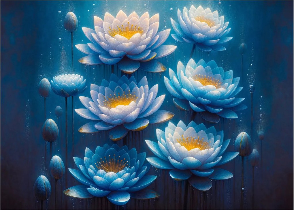 Obraz - Lilie wodne pod powierzchnią (70x50 cm)