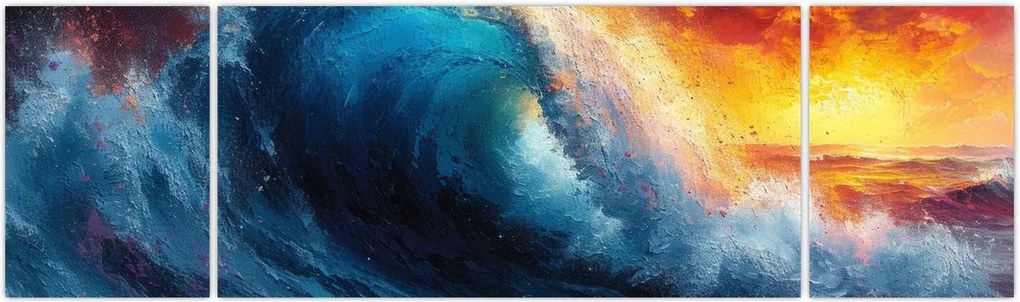 Obraz - Fala o zachodzie słońca (170x50 cm)
