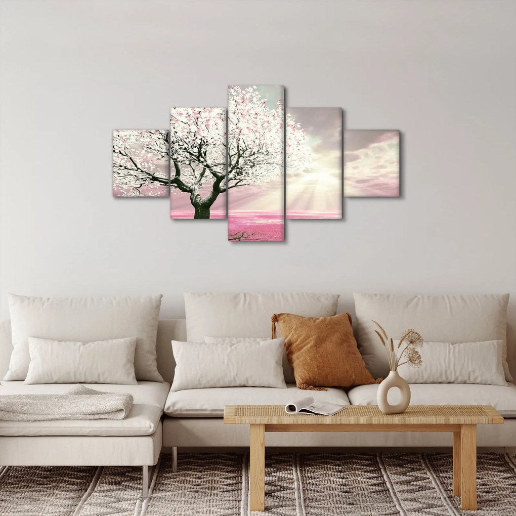 Obraz różowego drzewa (125x70 cm)