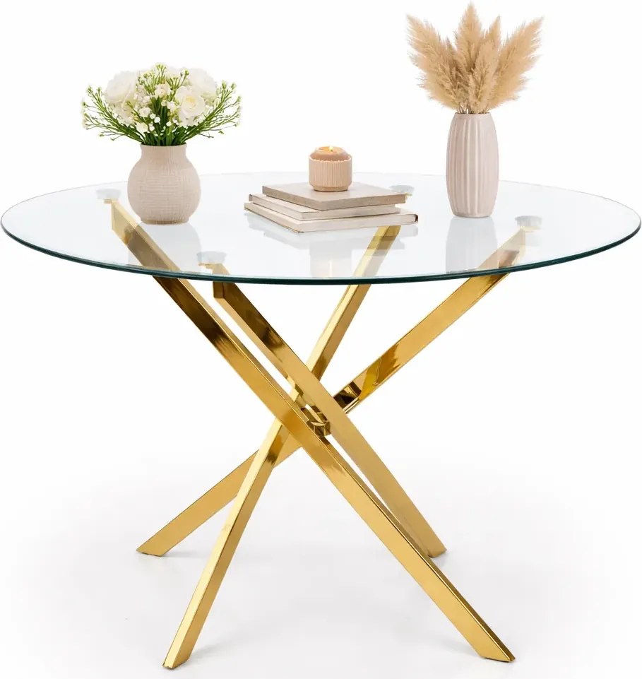 Szklany stół z okrągłym bezbarwnym blatem D8-N80