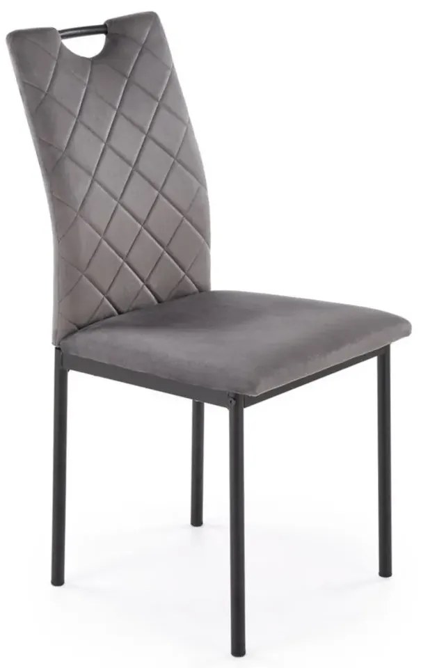 Krzesło tapicerowane K577 VELVET szare/czarne HALMAR