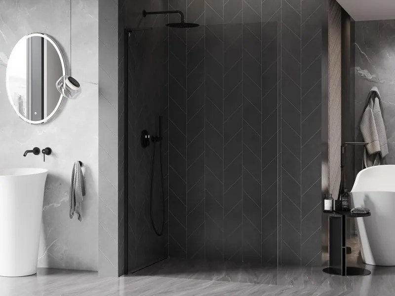 Mexen Kioto-X L ścianka prysznicowa Walk-in 100 x 200 cm, transparent 10 mm, czarna - 800-100-107-70-00-X