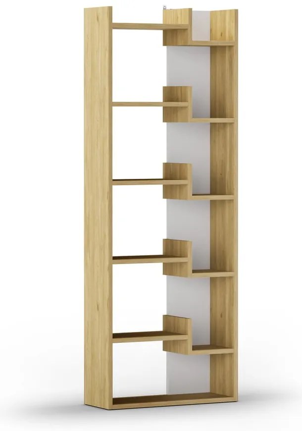 Biały regał w dekorze dębu 60,5x162 cm Klapo – Marckeric