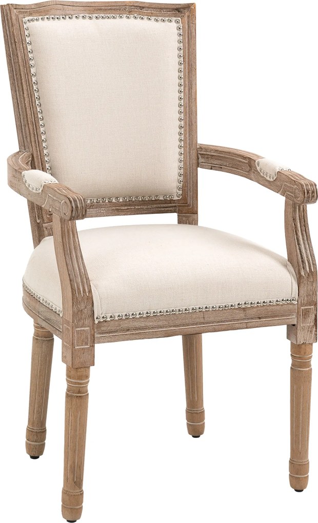 HOMCOM Krzesło Jadalniane Styl Francuski Dekoracja Nitami Kremowe Wygodne | Aosom PL