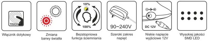 Czarna lampka biurkowa z funkcją oświetlenia nocnego - A683-Ovra