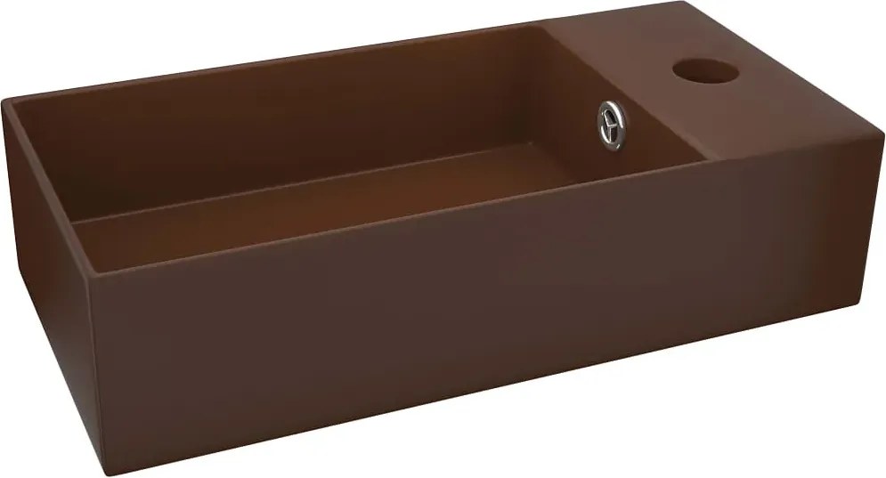 Prostokątna brązowa umywalka ceramiczna D3-H60
