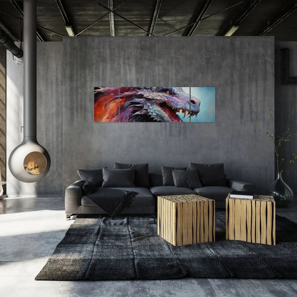 Obraz - Ilustracja przedstawiająca smoka (170x50 cm)